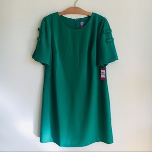 Vince Camuto Bow Sleeve Holiday Green Dress NWT